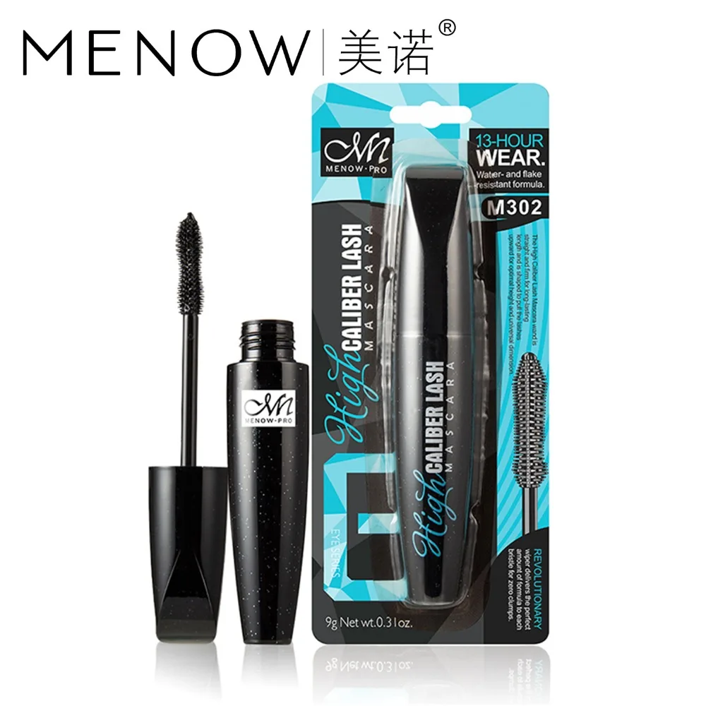 

1Pcs M.n Menow Black Mascara Waterproof Thick Long Lock Color Lasting Flat Brush Head Mscarasa Make Up Easy to color M302