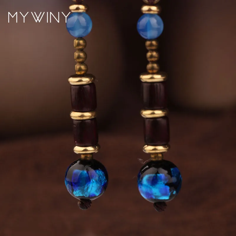 star handmade glass glazed wood ethnic earrings,nature stones vintage dangle earrings ,New Original jewelry exotic earrings,