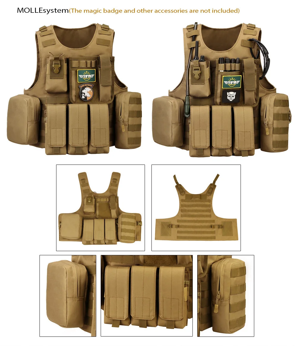 Защитный плюс тактический боевой жилет для военной защиты нейлоновый водонепроницаемый охотничий жилет с несколькими съемными карманами