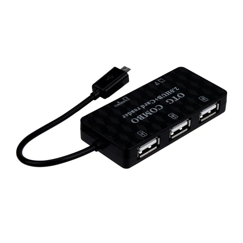 Марка 3-Порты и разъёмы Micro USB OTG USB 2,0 адаптер концентратор+ SD MMC TF Multi-card Reader Combo#02