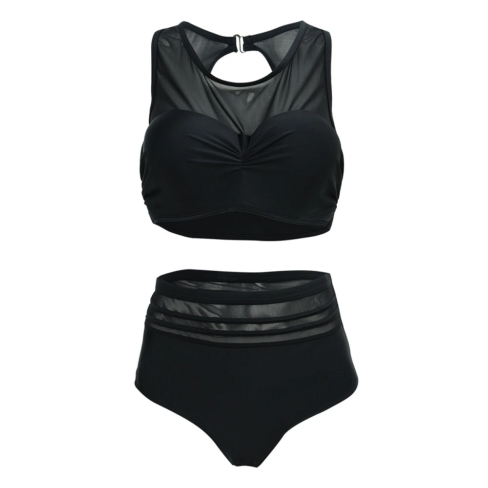 YOUDIAN 2017 Women Plus Size High Waist Bikini Set Underwire Split Swimsuit Swimwear Female Bathing Suit Push Up Swimsuits |