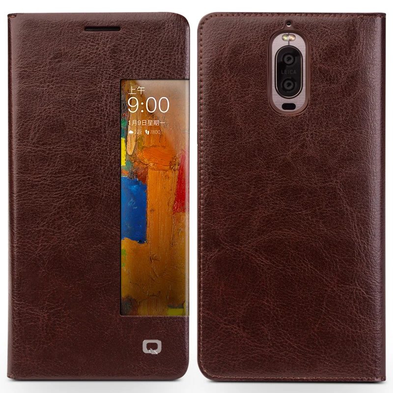 QIALINO Case for Huawei Ascend Mate9 pro Luxury Genuine Leather Flip Cover Sleep Wake Function Smart | Мобильные телефоны и