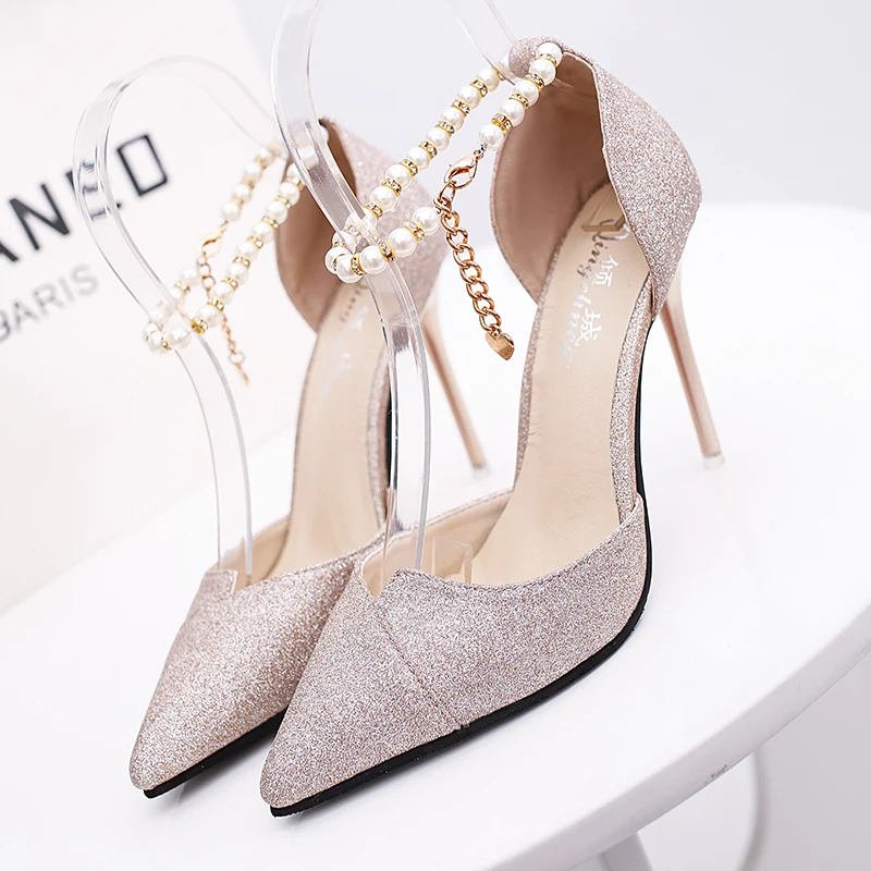 2018 Summer New Style Sandals Fashion Pointed Shiny Wedding Banquet ...