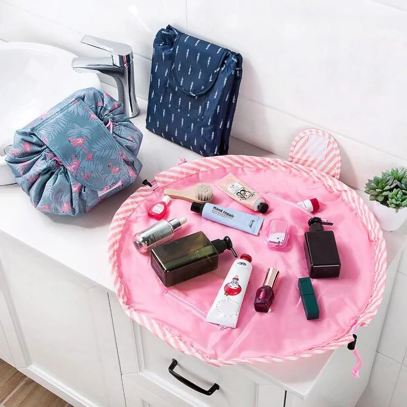 

Large Capacity Women Travelling Necessary Waterproof Drawstring Makeup Case Storage Pouch Toiletry Wash Cosmetic Toiletry Bag