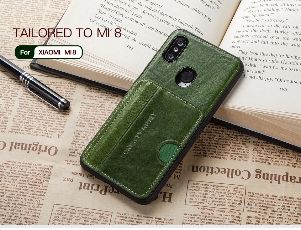For Xiaomi 8 iPhone 8 Huawei P20 Samsung Galaxy S9 Case Cover CONTACTS FAMILY Genuine Leather Luxury Wallet Case Back Cover xiaomi leather case chain