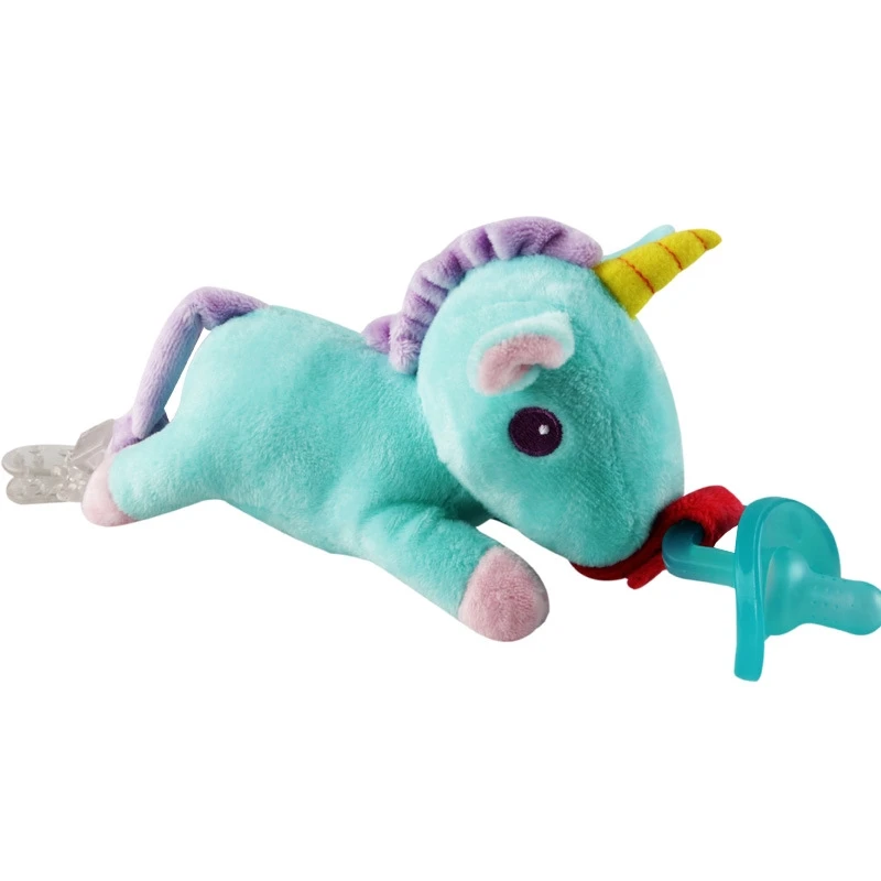Baby Hanging Detachable Plush Animal Toy with Pacifier Baby Pacifier Holder with Removable Plush ...