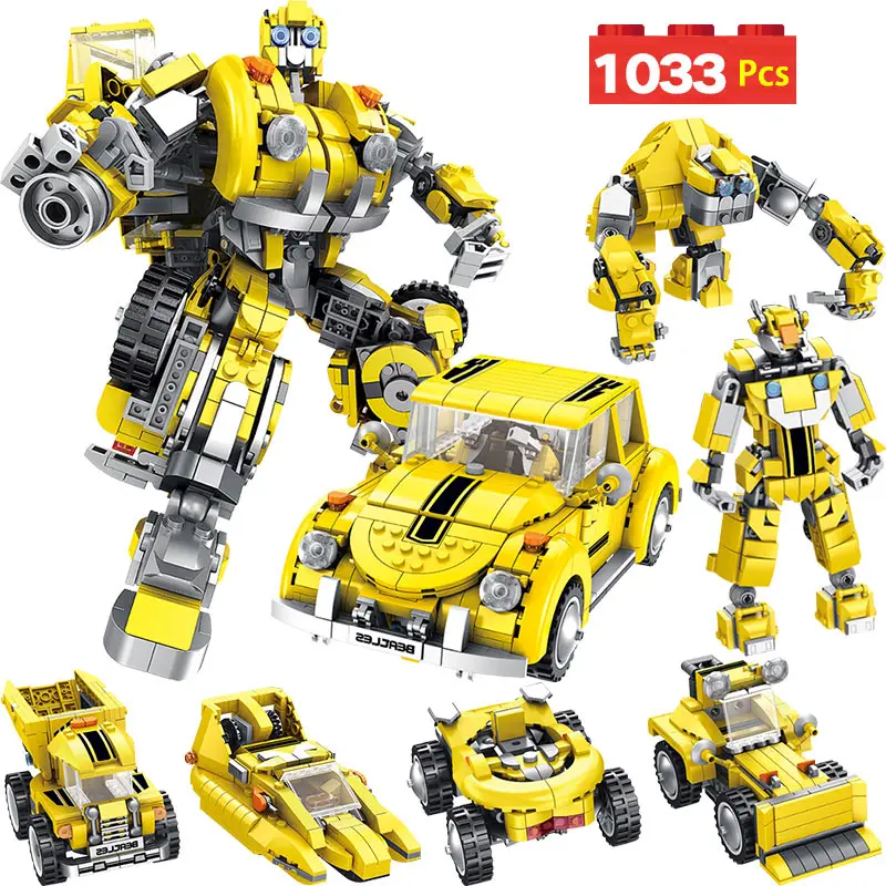 

1033pcs Technic Model Blocks Robot Transformation Anime Series Building Blocks Toy 2 Size Robot Car Toy for Boy