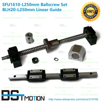 

250mm Set BLH20 Linear Guide + BLH20N Square Carriage + RM1610 Ballscrew + SFU1610 Ballnut Housing+BK12 BF12 +Coupling