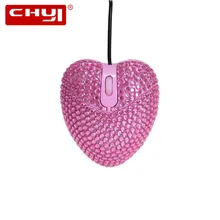 CHYI, Милая мини-мышь с розовым сердцем и бриллиантами для Gilr, подарок, USB, оптическая проводная мышь, 1000 dpi, 3D, компьютерная, офисная, для ноутбука