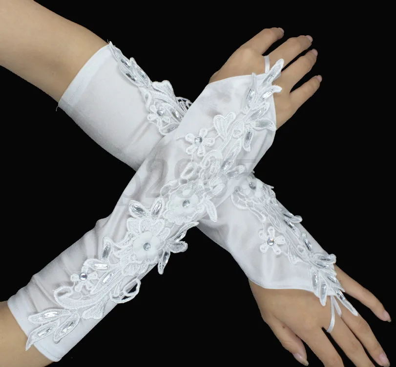 ZUOYITING белый кружева принцесса свадебные перчатки Модные женские длинные Дизайн с бисером Свадебные платья перчатки свадебные аксессуары