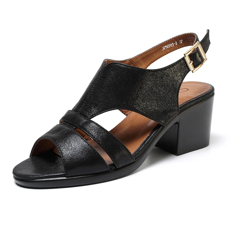 IM4_70581AIMEIGAO High Quality Peep Toe Sandals Women Square Med Heels Sandals Summer Shoes Soft Leather Comfortable Women Shoes