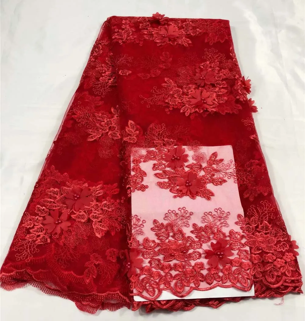 

Nigerian Lace Fabrics For Wedding 2018 African French Lace Fabric High Quality 3D Lace With Beads Peach Lace Applique