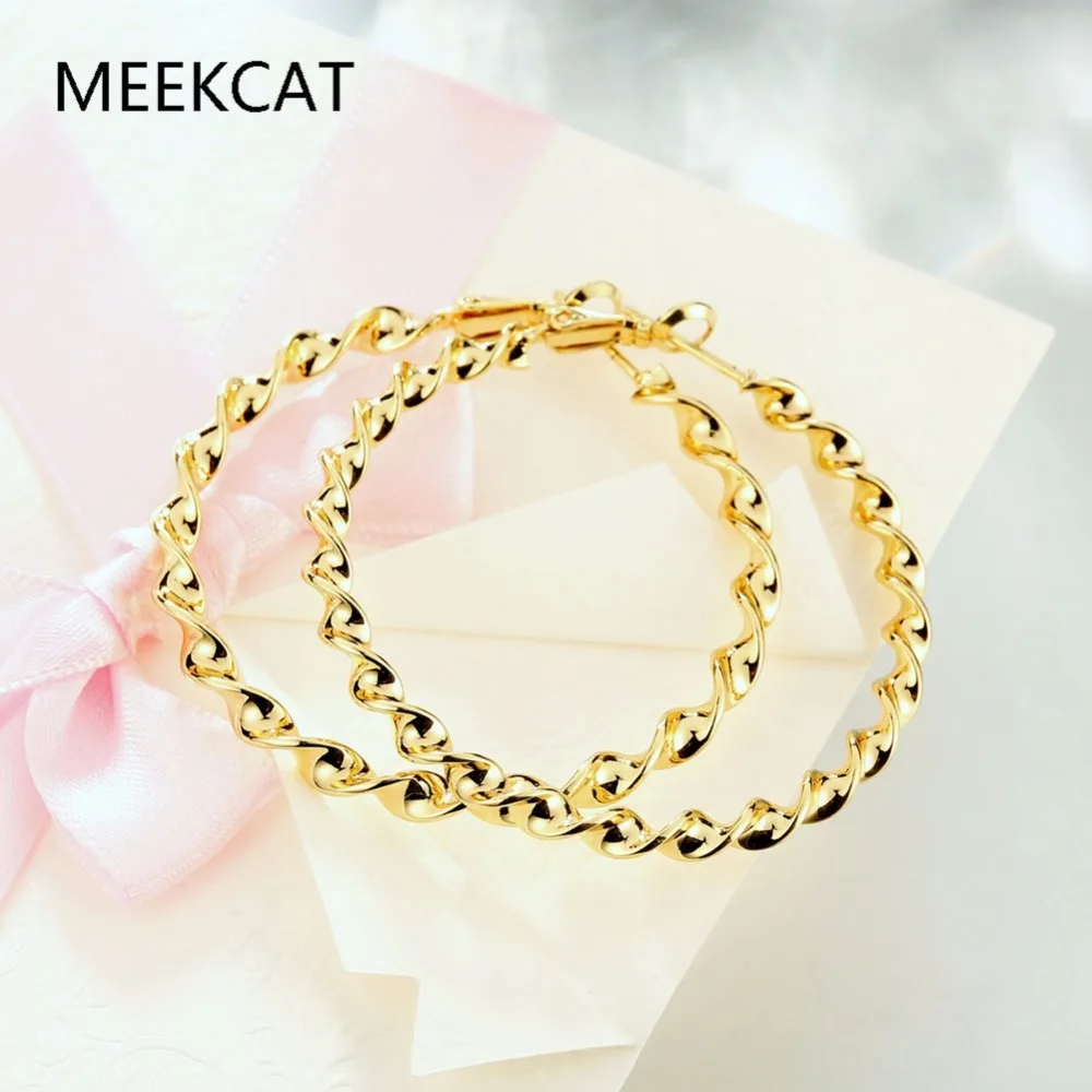 

MEEKCAT Diameter 5cm Big Twisted Circle Creole Hoop earings Gold Color Ouro Princo Fashion New Jewelry Accessories D'Oreille