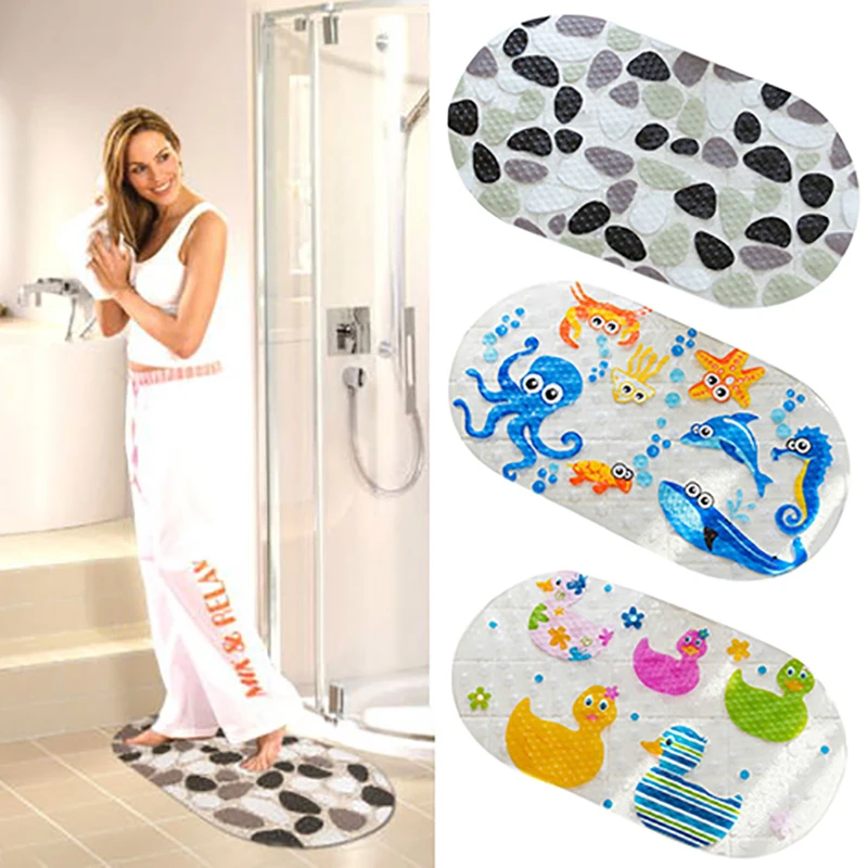 

Cute Cartoon Pattern Anti Slip Bath Mat Non Skid Safety Shower Mats With Suction Cups for Children Toddler Shower Home Apartment