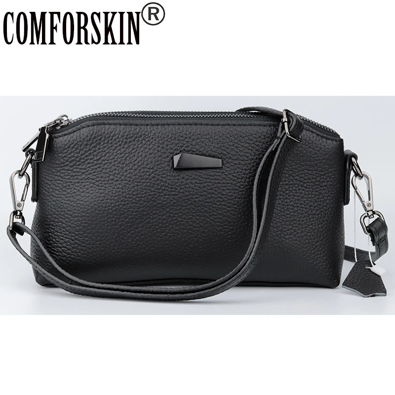 COMFORSKIN New Arrival Luxurious Genuine Leather Double Zipper
