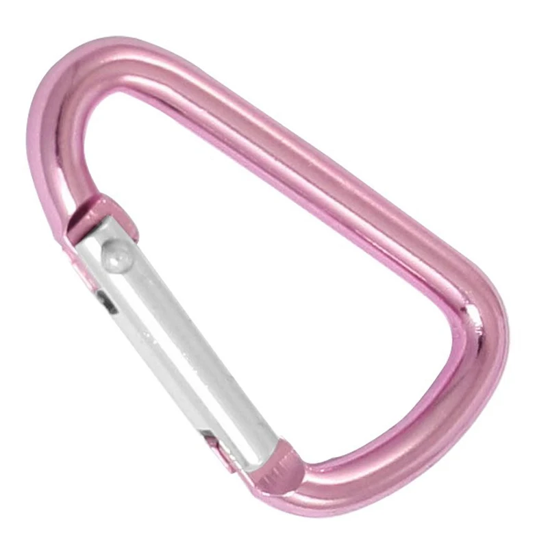 

Pink aluminum alloy D-shape spring-loaded gate closure carabiner #8