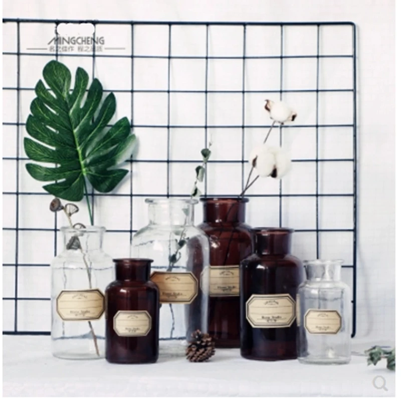 

Scandinavian retro small brown vase glass transparent vase decoration flower soft home decoration