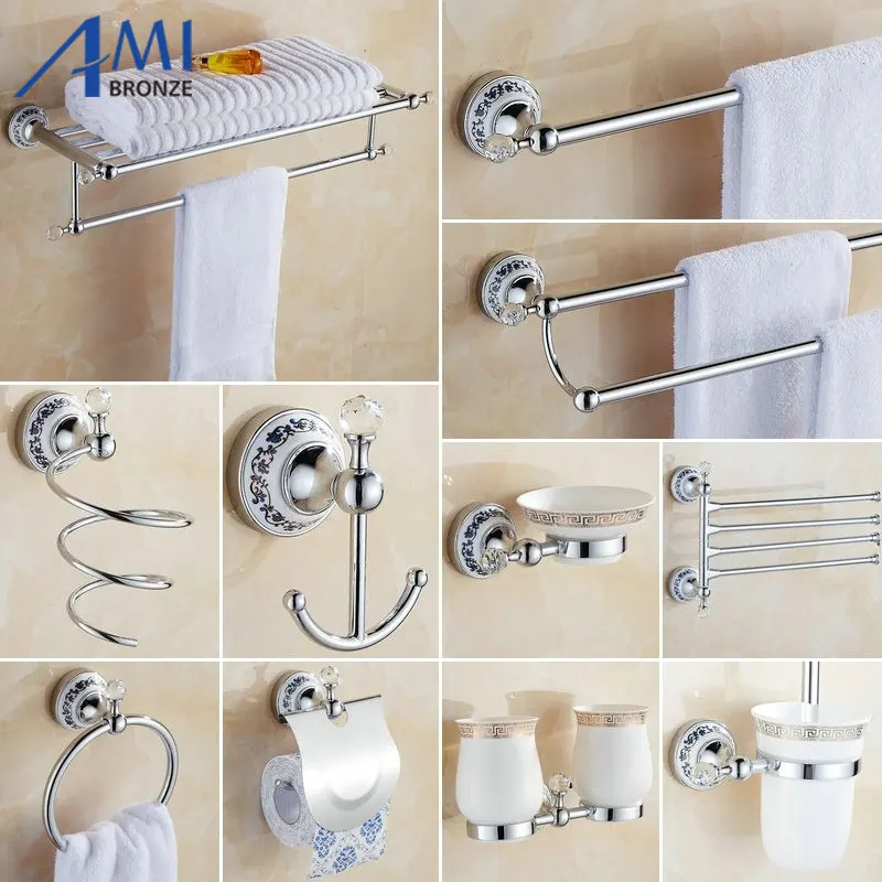 81CCP Series Chrome Polished Crystal & Porcelain Bathroom accessories ...