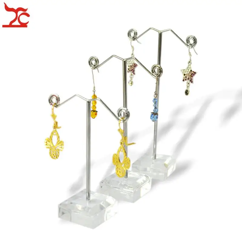 3pcs/set Jewelry Display Earring Holder Acrylic Stand Mental Rack Frame (3pcs High:13.5cm - 11.5 9.5 Cm)