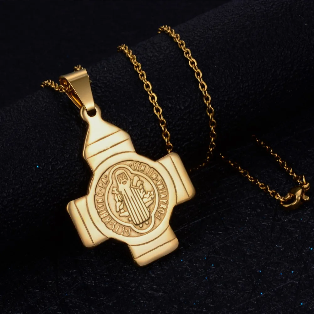 

Annayoyo Hip Hop Blessed Virgin Mary Gold Color Necklaces for Men Big Stainless Steel Necklace Men Boy Jewelry Christmas gifts