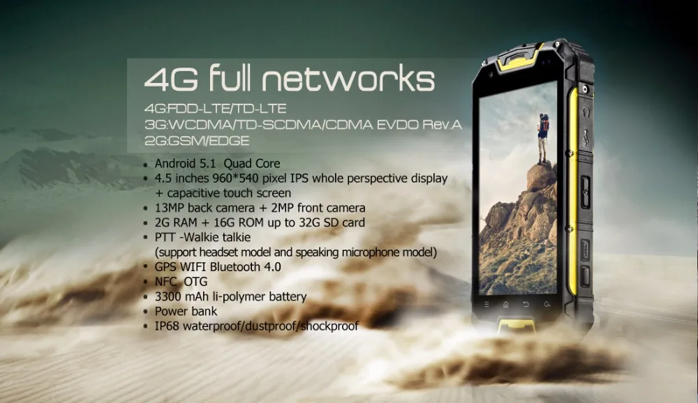 Оригинальный Snopow M5 4G LTE Walkie Talkie PTT смартфон MTK6735 2 GB 16 4 5 ''NFC OTG 13MP IP68