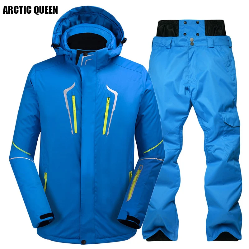 

ARCTIC QUEEN Brand Men Skiing Set Windproof Waterproof Snowboarding Suits Set Male Outdoor Ski jacket and Pants Free Shipping
