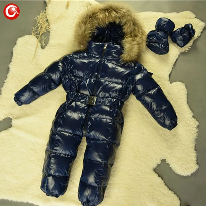 6M-4T Baby Girls White Duck Winter Down Coat +Down Gloves Clothes Kid Boys Ski Snow Thick Hooded Warm Jacket Clothing Snowsuit (11)