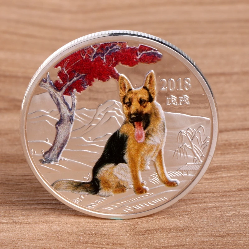 Собака Новогодняя полиция собаки памятная монета подарок сувенирное украшение Золотой Серебряный Щенок