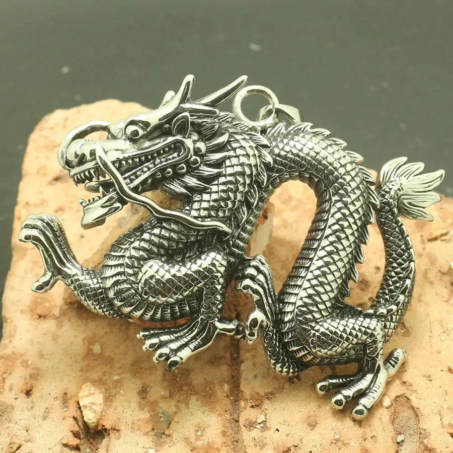 

Huge Heavy Mens Boys 316L Stainless Steel Cool Punk Gothic Big Dragon Pendant Newest