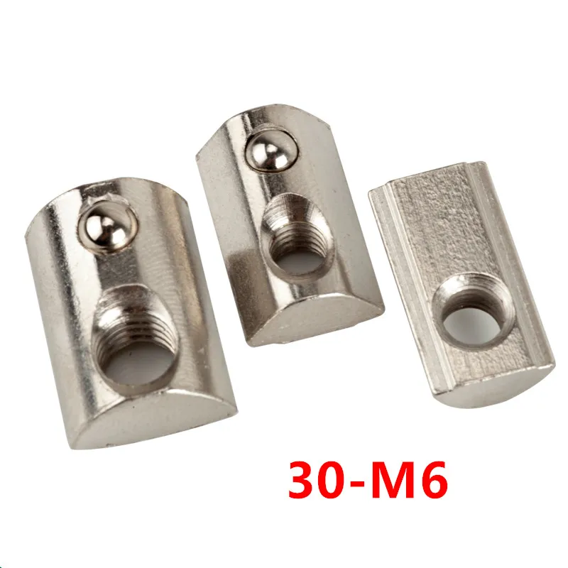 50pcs Thread M6 Slot Spring Ball Nuts 30 M6 T Spring Nuts Half Round