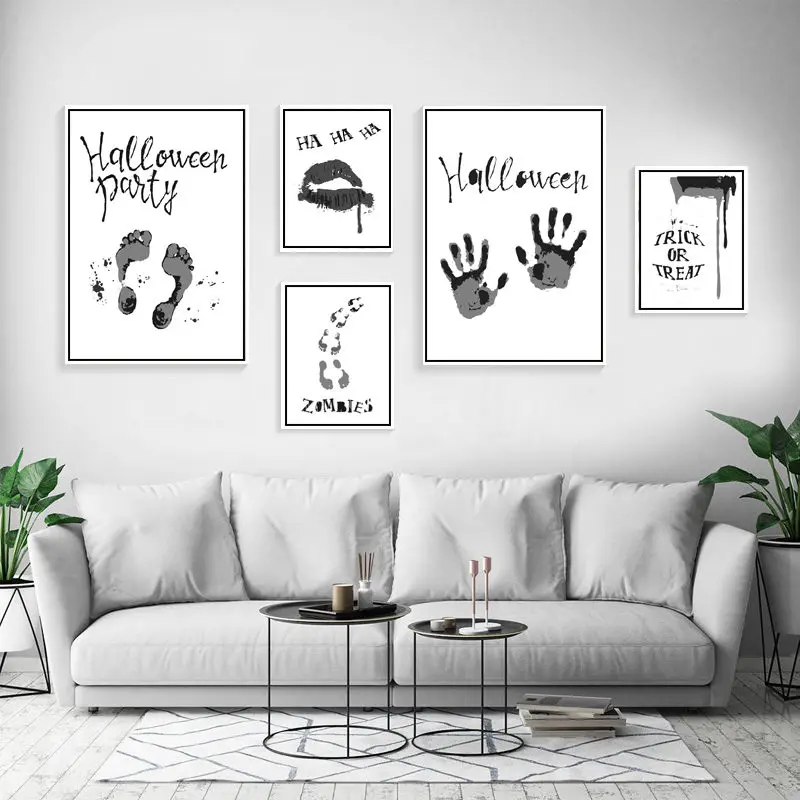 HEYCUADRO Хэллоуин вечерние Wall Art печатные рисунки на холсте черный Белый Цвет Фото