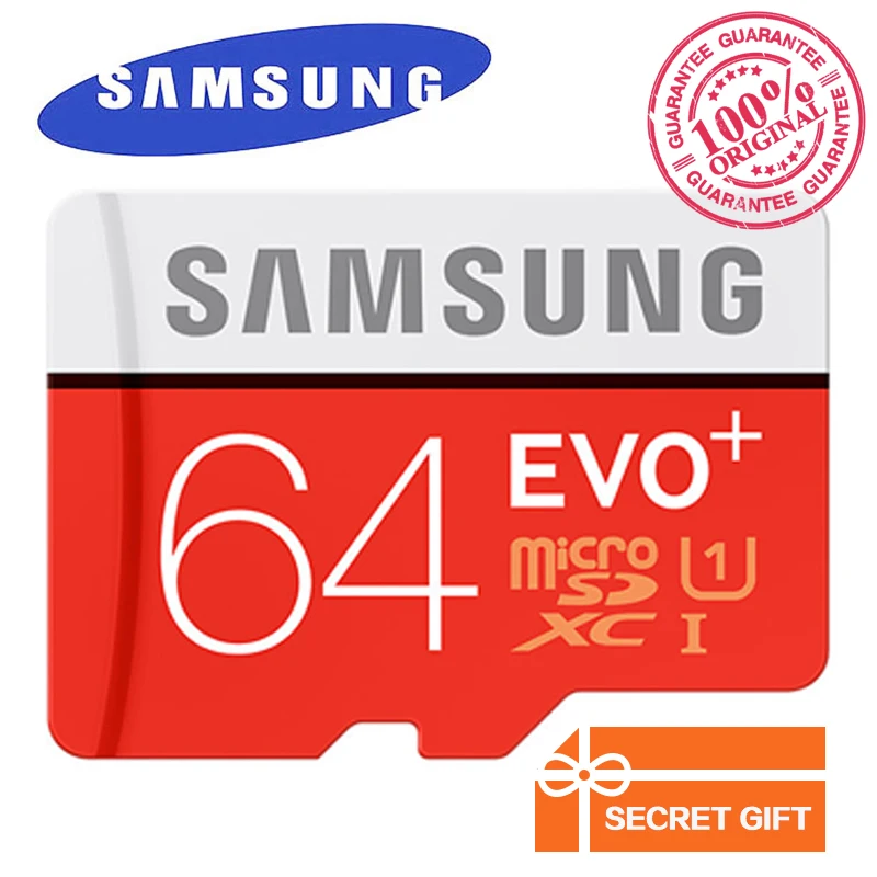  100% Original Genuine Samsung EVO+ EVO Plus 64GB Class10 Micro SD Card 80MB/S UHS-1 Flash Memory MicroSD TF Card 