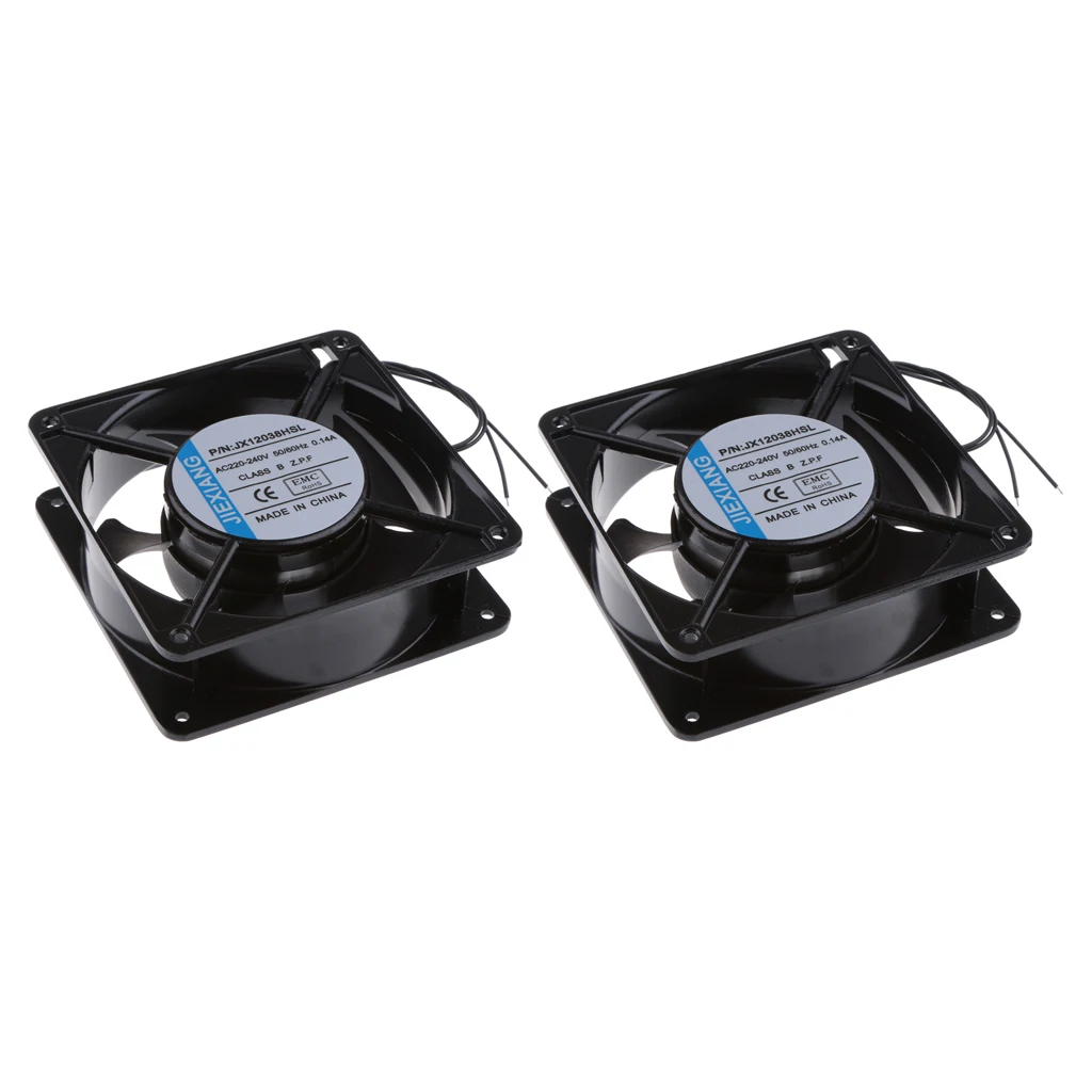 2Pcs 12cm 220V DC Cabinet Cooling Fan Cooler Kit For Industrial Computer