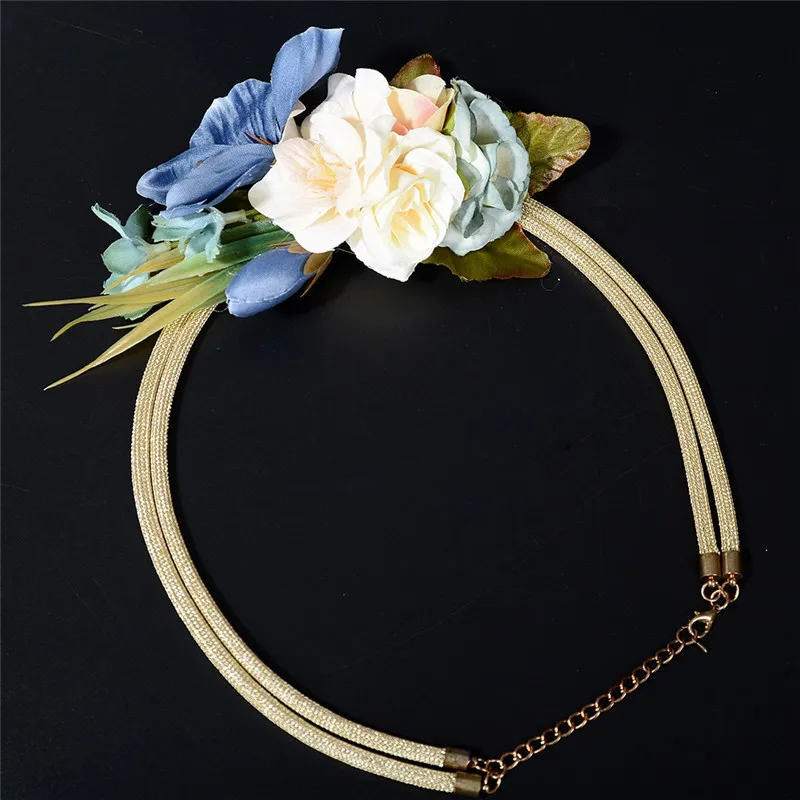 PINKSEE Европейское преувеличенное ожерелье с искусственным цветком богемское короткое ожерелье винтажное свадебное ювелирное изделие для женщин