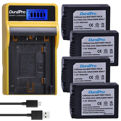 2 шт. DMW-BMA7 CGA-S006 900 мАч литий-ионный аккумулятор+ ЖК-USB зарядное устройство для Panasonic Lumix DMC FZ7 FZ8 FZ18 FZ28 FZ30 FZ35 FZ38 камера - Цвет: 4 Battery Set