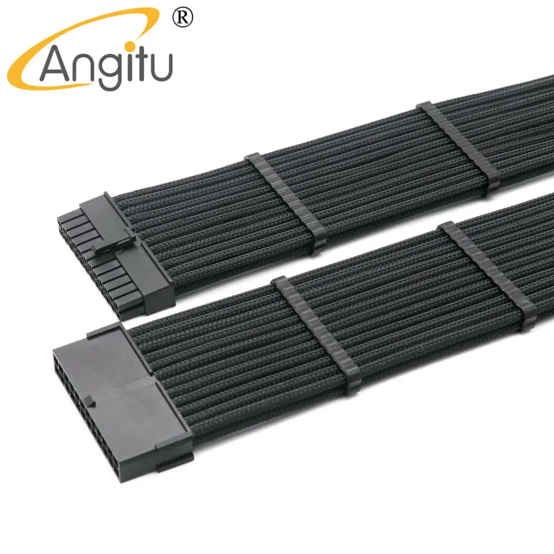 

4mm Single Sleeved 24Pin ATX Male to Female Power Extension Cable With 2pcs Cable Comb