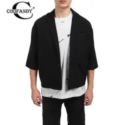 Coofandy Новые поступления Для мужчин Половина рукавом нагрудные One Button Blazer Твердые свободные карман с клапаном Повседневная Верхняя одежда