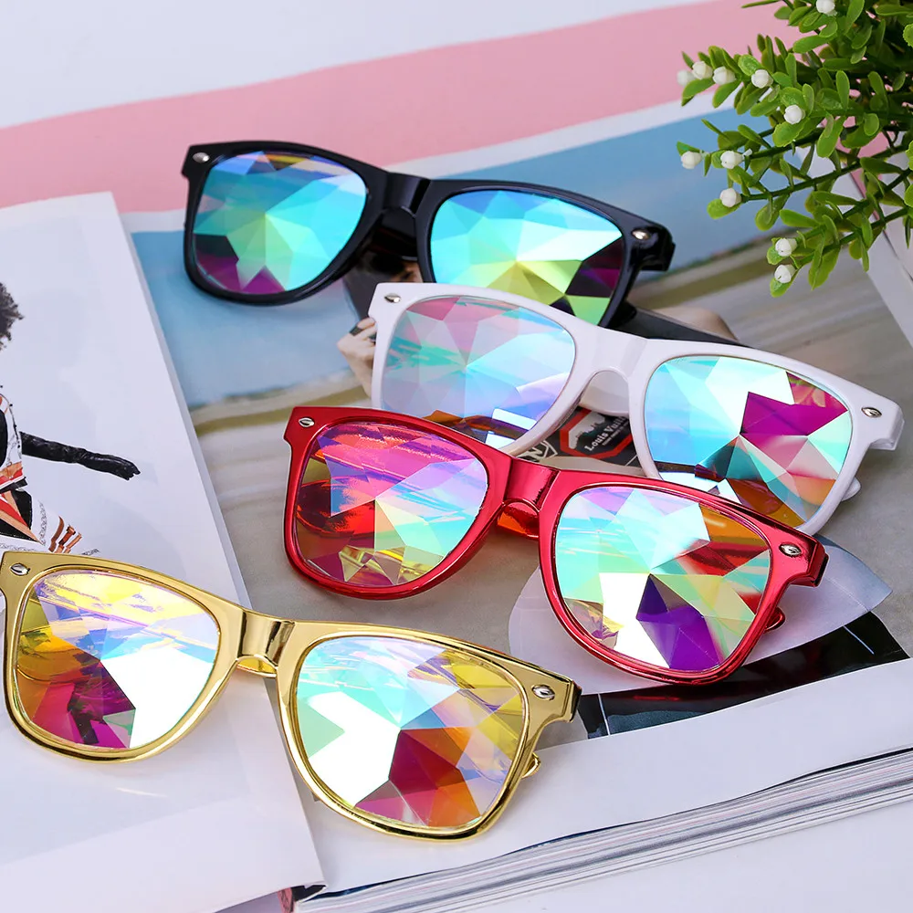 Kaleidoscope Round Crystal Lens Dance Rave Festival Party EDM Sunglasses Glasses