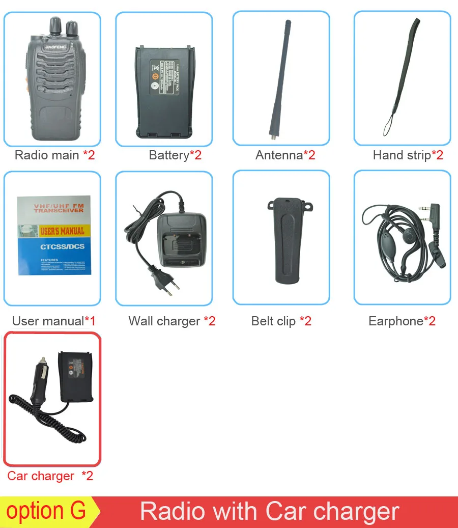 with 2 car charger 2 шт./компл. baofeng BF-888S рация портативное радио BF888s 5 Вт 16CH UHF 400-470 МГц BF 888 S коммуникатор передатчик трансивер - Цвет: with 2 car charger