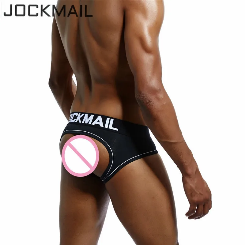 

JOCKMAIL Brand Men Underwear open back Sexy DOUBLE PIPING BOTTOMLESS BRIEF Cotton Men Brief Backless Buttocks cuecas Gay Jocks