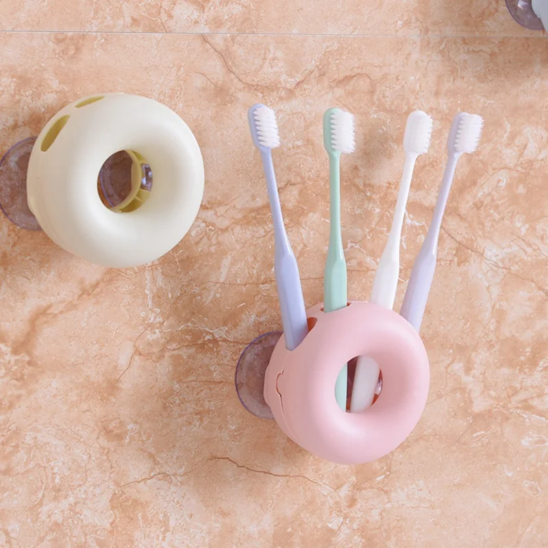 

1 pcs 4 Positions Creative Toothbrush Holder Candy Color Wall Suction Hooks for Tooth Brush Bathroom Space Saver Home Decoration