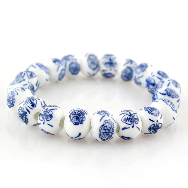 Китайские Характеристики подарок синие и белые фарфоровые браслеты, аксессуары из бисера в китайском стиле, подарок к Рождеству - Цвет: 02