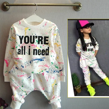 2019 new fashion girls tracksuit baby kids sport clothes set coloful letter printed children suit clothing set for 2-7years old 3
