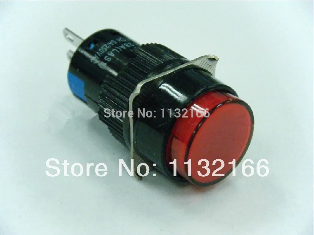 

3 Pins Color Red 1NO 1NC Contact 16mm Hole Maintained Push Button Switch 250VAC 3A Color