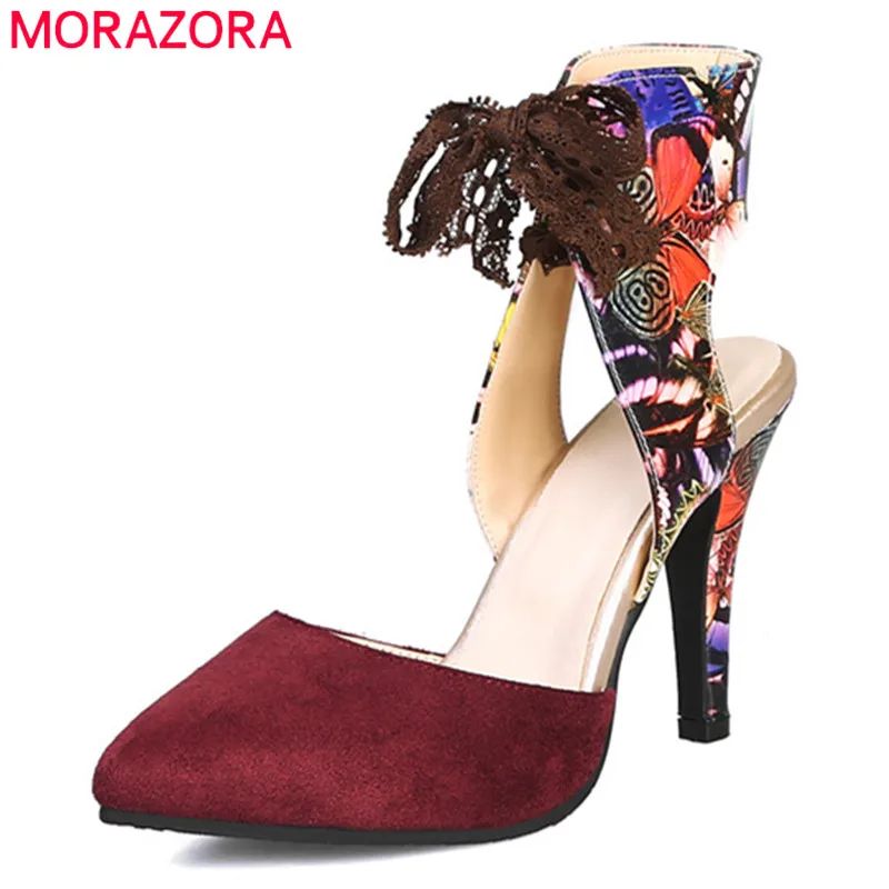 

MORAZORA 2019 new arrival women sandals pointed toe summer shoes sexy thin high heels lace up party wedding shoes woman