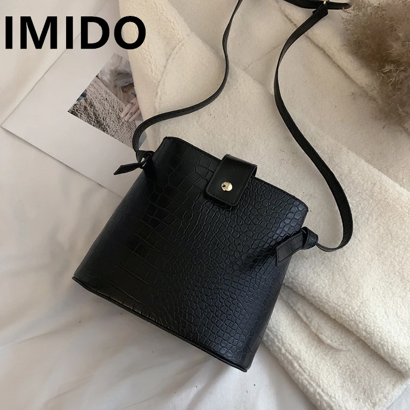 

IMIDO 2019 Summer New Style Ms Crocodile Lines Shoulder Super Fire Casual Fashion Trend Network Bucket Bag School Style