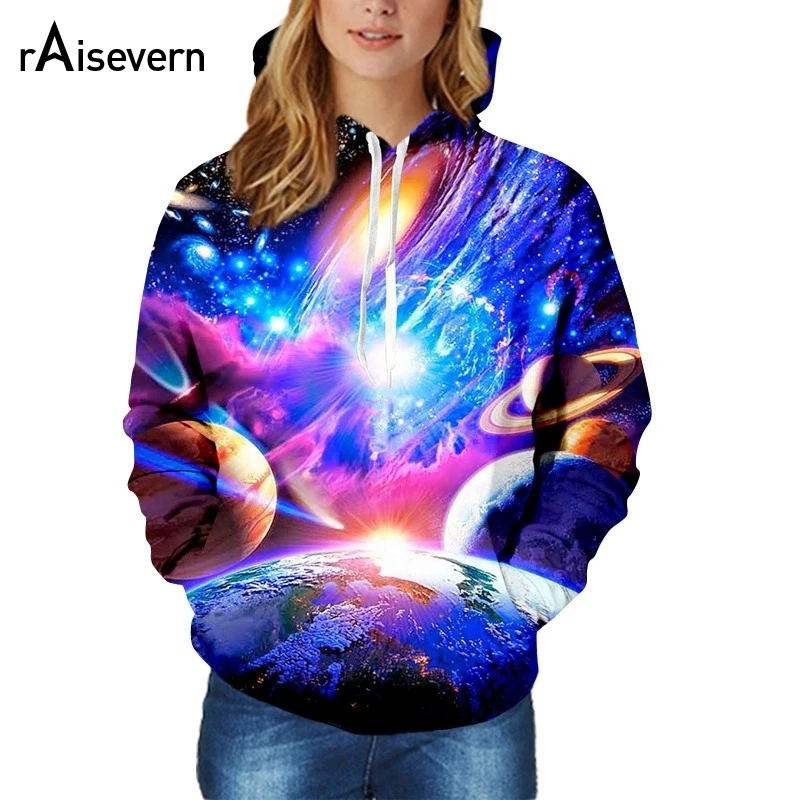 Толстовка Raisevern с 3D рисунком HD модная для мужчин и женщин изображением Вселенной