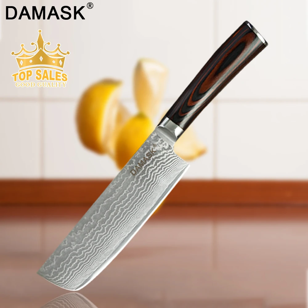 

DAMASK Fruit Utility Chopping Santoku Slicing Chef Kitchen Knife Professional Japanese VG10 Damascus Steel Knives G10 Handle