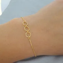 Surou Западной леди весна модный стиль Простота выдолбленные гексагональной браслет бижутерия Boho