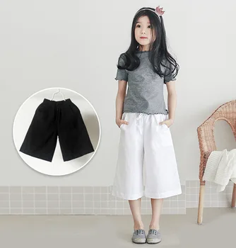 

white black striped pants for girls to school sweat summer kid pants clothes brief cotton calf-length girl pants 3-15years old